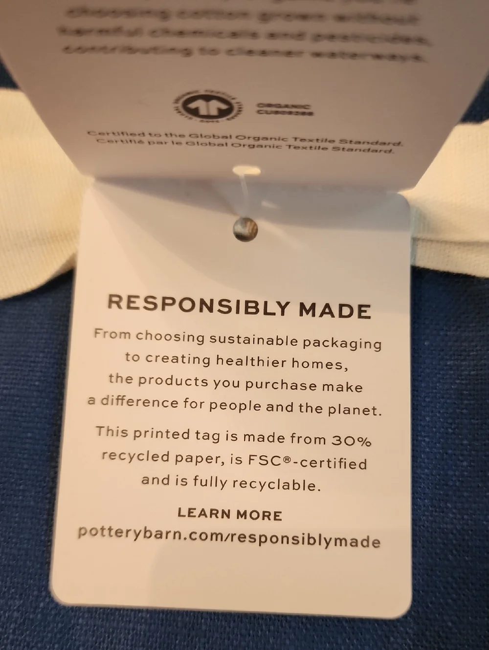 NWT Pottery Barn Everyday Napkins in Blue Organic Cotton Set of 4